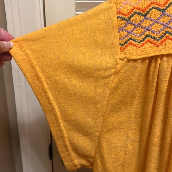 5. Free People Market Embroidered V Neck Top in Carrot Ginger, Size Large - Picture 10 of 17